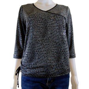 Shiny Leopard Print Top with Embellishments